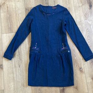 Blue Catimini dress with studs details size 10 in good conditions